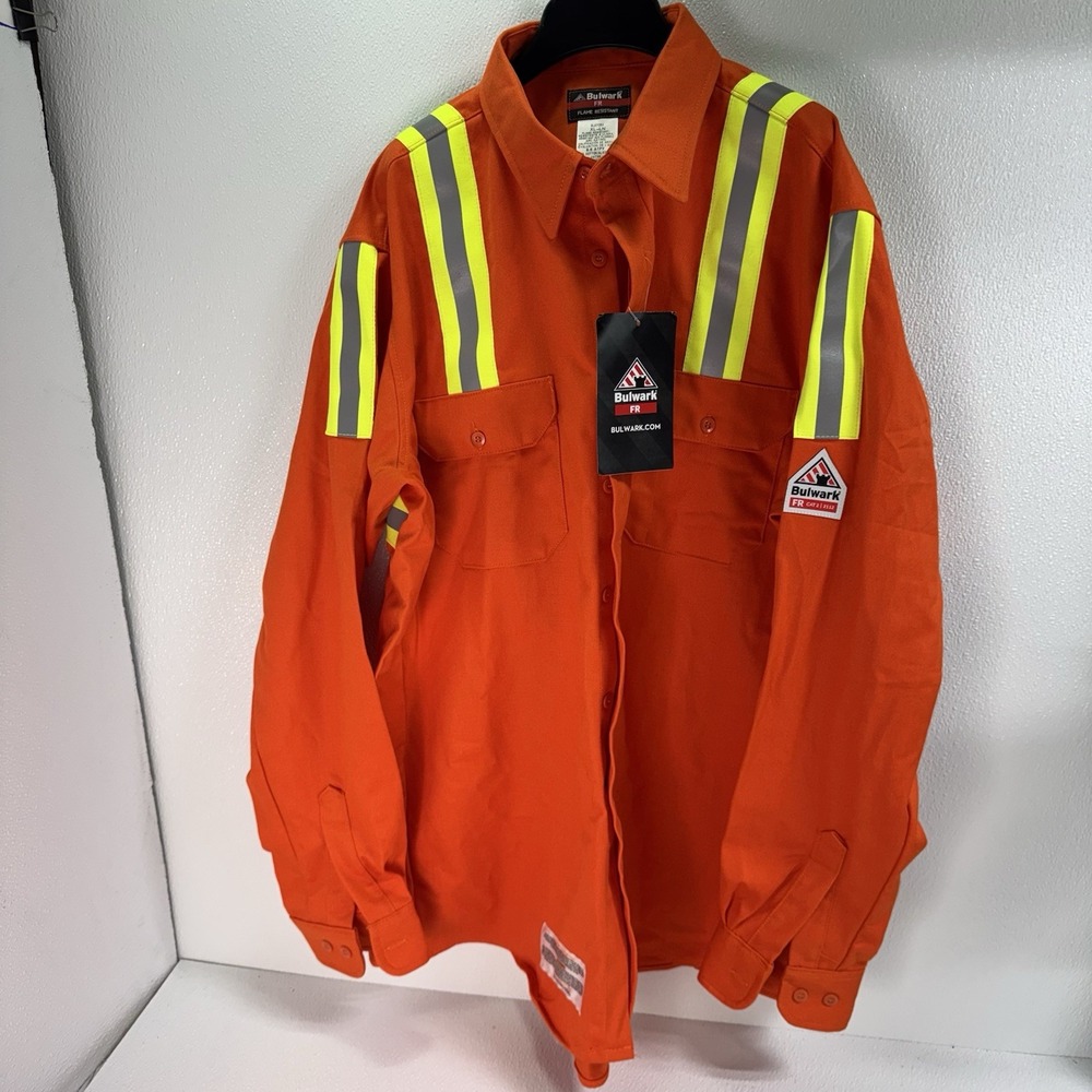 Bulwark FR Men's FR Enhanced Visibility Silver/Yellow Striping - SLATOR. Long XL